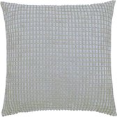 Kussenhoes Zachte Stof met Bolletjes - Lichtgrijs - Kussenhoes - 45x45 cm - Sierkussen - Polyester - Ribfluweel