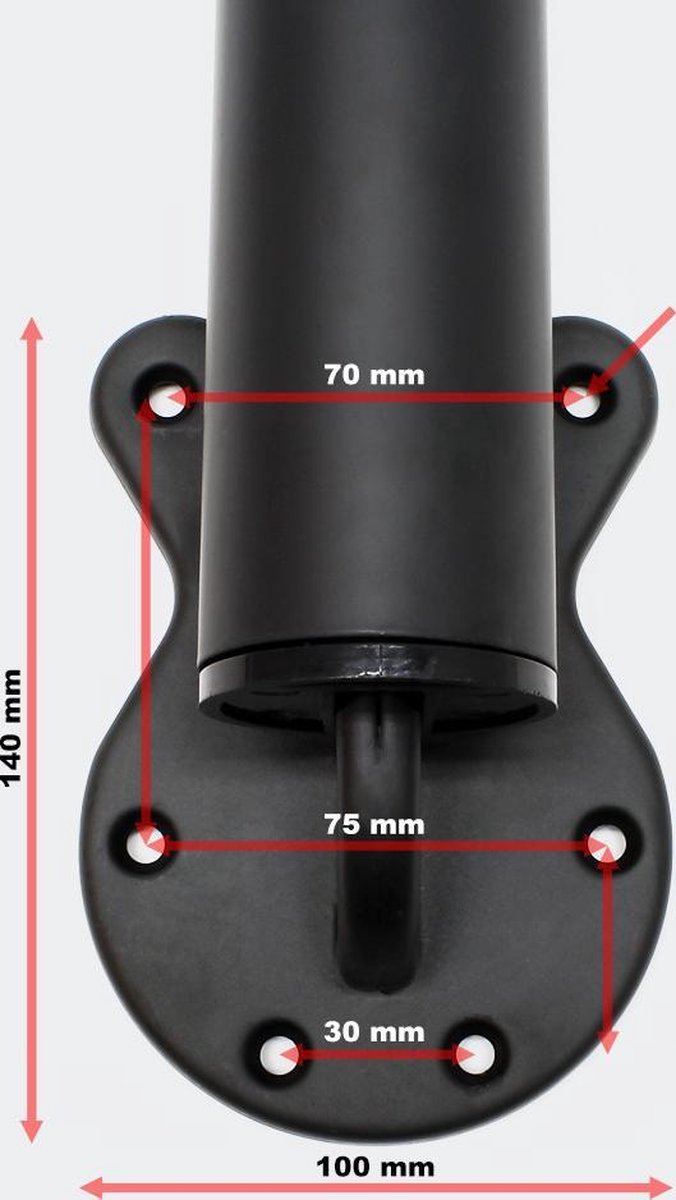 HETTICH Meubelpoot vierkant 70-110 cm zwart kopen
