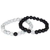 Yin Yang Armbanden set - 2 stuks - Zwart Wit Marmer - Lieve Jewels