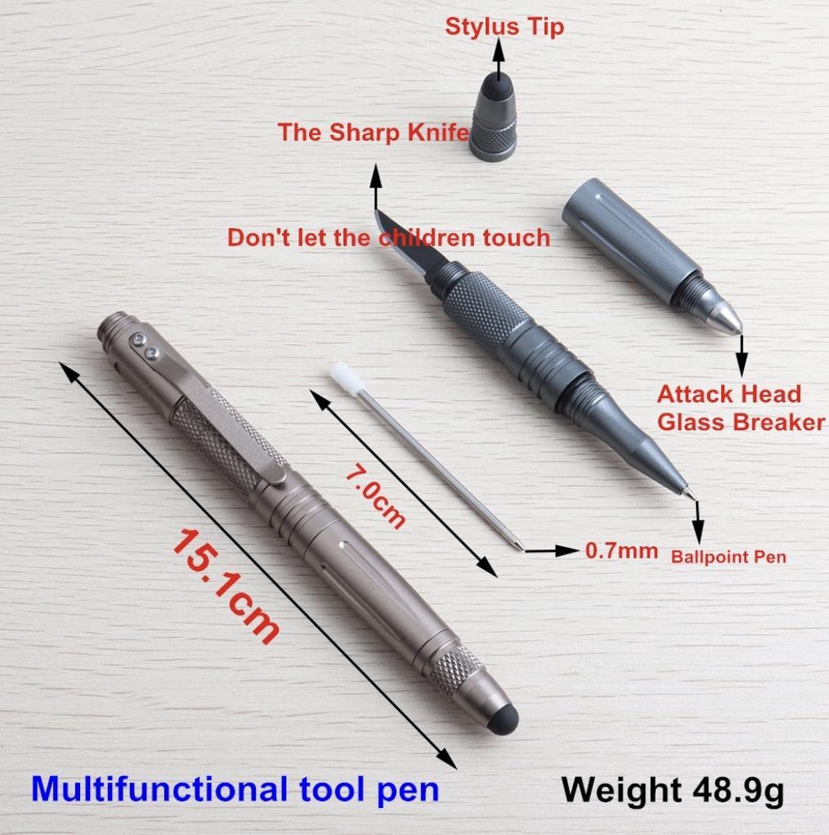 JvB Tactical Pen Zwart (Tactische pen) Zelfverdediging - glas doorbreken pen  - mes -... | bol.com