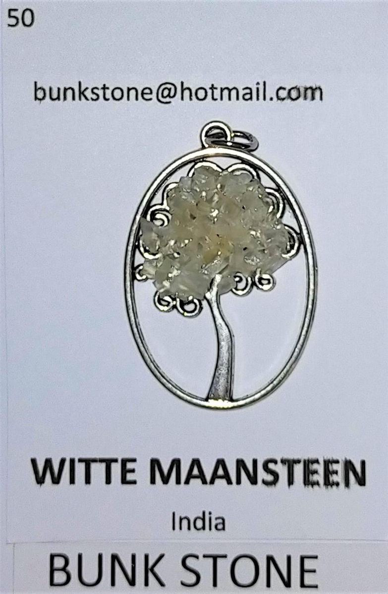 Maansteen - 100% natuurlijke Edelsteen - Hanger - Levensboom - Bunkstone - Gratis verzending - Spirituele steen