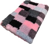 Vetbed - Dierenkleed - Dierenmat Patchwork  Roze Grijs Zwart - latex anti-slip 100 x 75 cm - machine wasbaar
