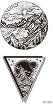 Temporary tattoo | tijdelijke tattoo | fake tattoo | gebergte -  mountain range | 6 x 10.5 cm