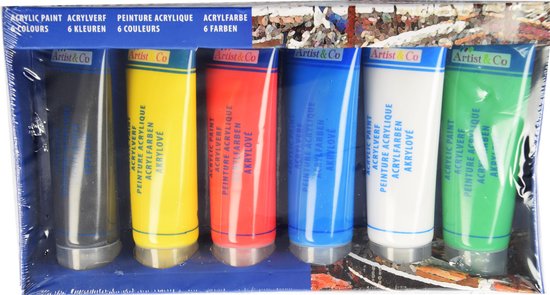 Acrylic verf 6 stuks - tube van 450 ML verschillende kleuren - Acrylicverf  -... | bol.com