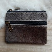 Yoonz - portemonnee dierenhuid - 12 x 9 cm - 2 ritsen - echt leer