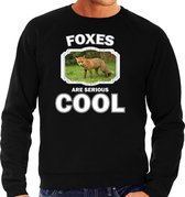 Dieren vossen sweater zwart heren - foxes are serious cool trui - cadeau sweater bruine vos/ vossen liefhebber XL