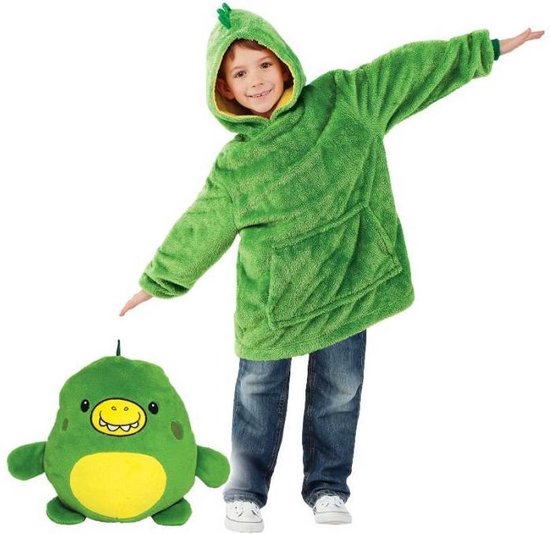 Kids Hoodie Blanket Groen - Knuffel & Hoodie in 1 - Deken met mouwen - Fleece  deken -... | bol.com