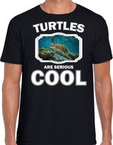 Dieren schildpadden t-shirt zwart heren - turtles are serious cool shirt - cadeau t-shirt zee schildpad/ schildpadden liefhebber XL
