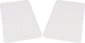 Set van 2x stuks witte anti-slip badmat 36 x 57 cm rechthoekig - Badkuip mat - Grip mat voor in douche of bad
