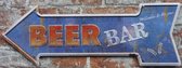 Wandbord – Beer bar links - Vintage Retro - Mancave - Wand Decoratie - Emaille - Reclame Bord - Tekst - Grappig - Metalen bord - Schuur - Mannen Cadeau - Bar - Café - Kamer - Tinne