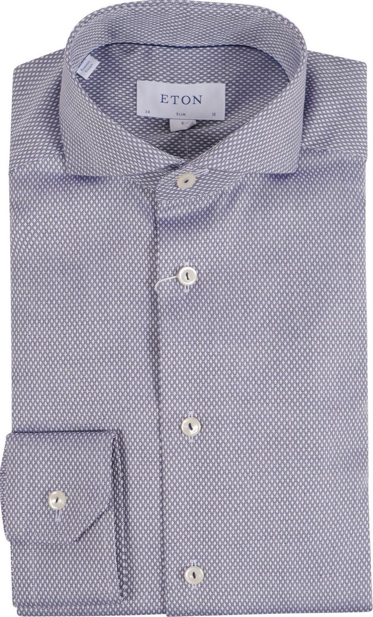 Eton Heren Overhemd met patroon Blauw maat 43