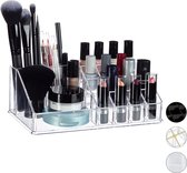 Relaxdays Cosmetica organizer - cosmeticahouder - make up toren - doorzichtig - 16 vakken - doorzichtig