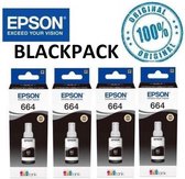 EPSON 664 ECOTANK BLACKPACK T6641 4X ZWART