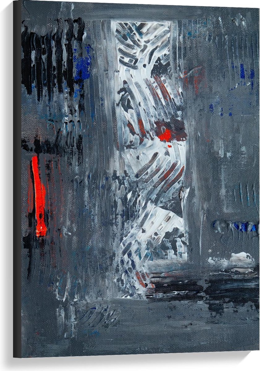 Canvas  - Abstracte Grijze Verf - 60x90cm Foto op Canvas Schilderij (Wanddecoratie op Canvas)