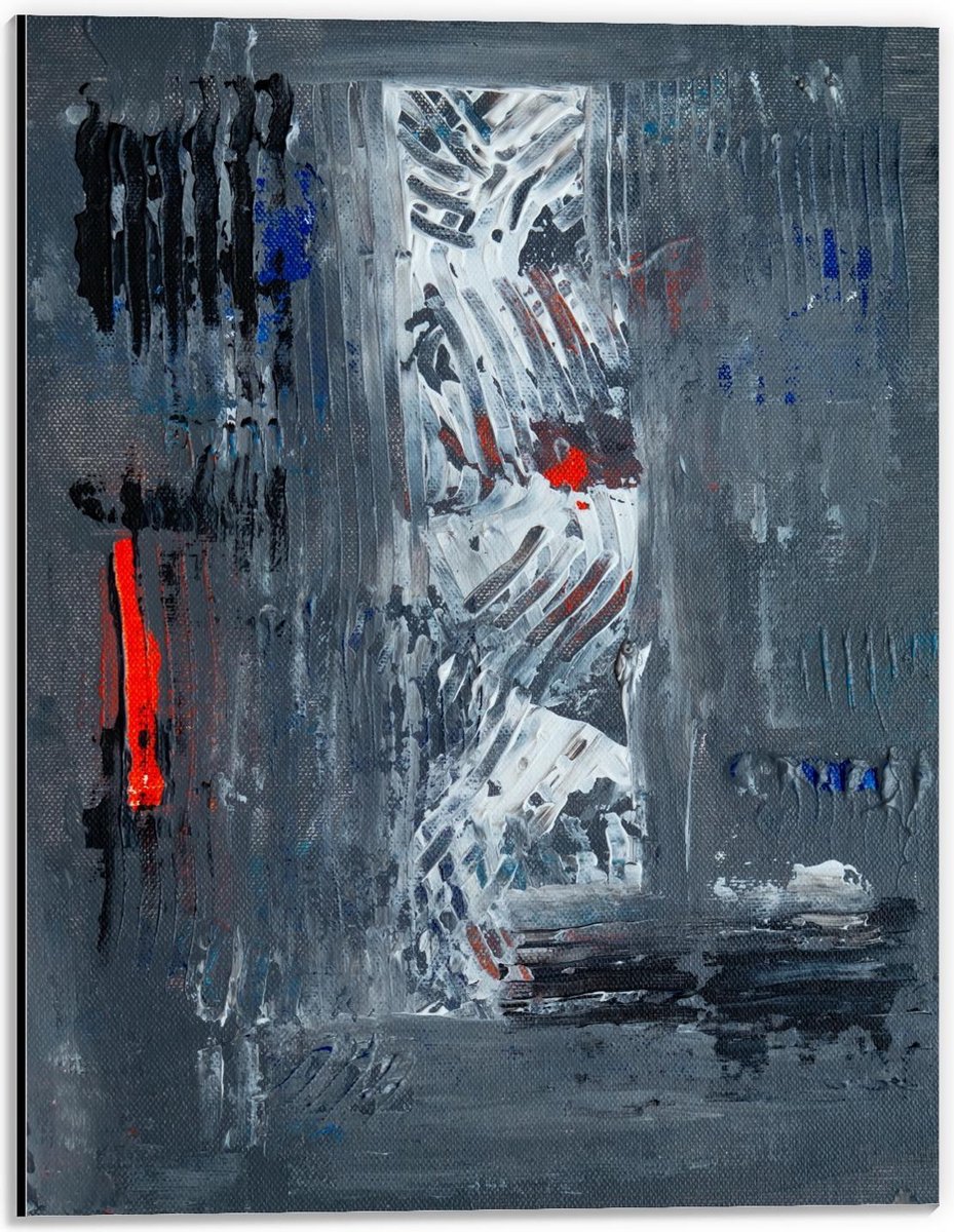 Dibond - Abstracte Grijze Verf - 30x40cm Foto op Aluminium (Met Ophangsysteem)
