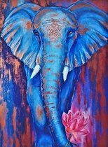 Olifant- 40X50CM- Diamond painting pakket - volledig dekkend - Diamant Schilderen - ronde steentjes