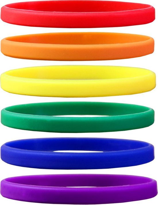Smalle Siliconen Armbanden Mix Regenboog - voor volwassenen (zak van 60 stuks)