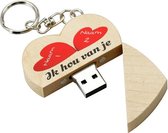 Valentijnsdag cadeau  hout hart usb stick met naam 32gb - model 1002 - Valentijn cadeau, Valentijnscadeau voor haar, Liefde cadeau, Liefdescadeau