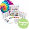 foto van Tie Dye Kit - Verf - 8 Kleuren van 120ml - 36 projecten – Textielverf set - Complete Set -Hobbycave