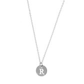 Letter ketting coin - initiaal R - Zilver - 40 cm