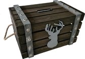 Houten Kerst kado kist met deksel