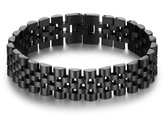 Jubilee Stijl Heren Armband - Horlogeband Stijl - Zwart - Staal - 15mm - Armbanden - Cadeau voor Man - Mannen Cadeautjes