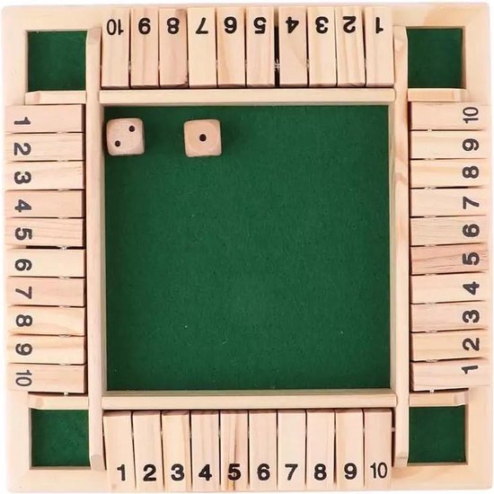 Thumbnail van een extra afbeelding van het spel Allernieuwste Shut the box - Dobbelspel - 1 - 4 spelers - Houten Bordspel - Drankspel - Denkspel - Gezelschapsspel voor volwassenen en kinderen
