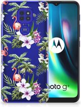 GSM Hoesje Motorola Moto G9 Play | E7 Plus Doorzichtig Hoesje Flamingo Palms