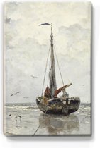 Jacob Maris - Vissersboot - 19,5 x 30 cm - Niet van echt te onderscheiden schilderijtje op hout - Mooier dan een print op canvas - Laqueprint.