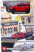 Bburago City Fast Food - Volkswagen Polo Mark 5 1/43 Speelgoed Speelgoedauto