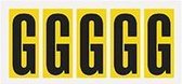 Letter stickers alfabet - 20 kaarten - geel zwart teksthoogte 75 mm Letter G