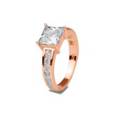 Silventi 943284028 Zilveren Ring - Zirkonia - Maat 54 - Rosekleurig