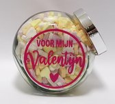 Valentijn Cadeau -  Snoeppot, gevuld met hartjes "voor mijn Valentijn" - Valentijnsdag