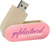 Gefeliciteerd usb stick met naam 64gb hout twister model 1006 – verjaardagscadeau vrouw, verjaardag cadeau, cadeau voor haar verjaardag, leuke verjaardag cadeaus