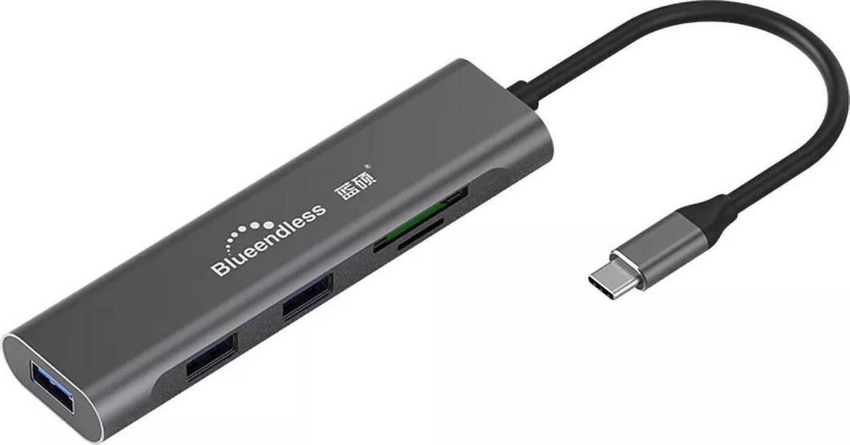 Blueendless - 5 in 1 usb-c hub - 3x USB 3.0 - SD kaart - TF kaart | voor Macbook