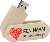 Valentijn cadeau hout twister usb stick met naam 16gb model 1000 – hartje Valentijnsdag cadeau, Valentijnscadeau, Liefde cadeau, Liefdescadeau