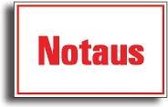 Noodstop sticker, meerdere talen, rechthoekig, wit Duits