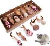Hana Shop - Kattenspeeltjes Set - 7 Speeltjes - Interactieve Kattenhengel, Kattenspeelgoed & Speelmuisjes - Kitten Speeltjes