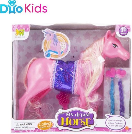Duo Kids - Mon Horse de Dream avec des tresses - Jouet cheval filles  speelgoed rose | bol.com
