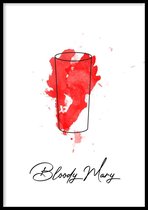 Poster Bloody Mary - 30x40 cm Met Fotolijst - Cocktail Poster - Ingelijst - WALLLL