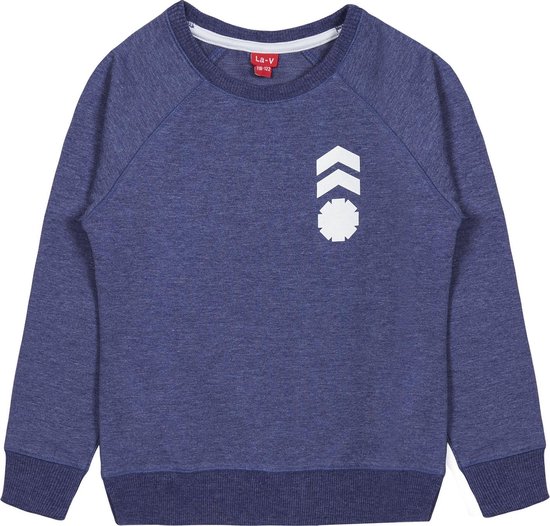 La V  jongens sweatshirt met logo op borst bedrukt blauwjean 152-158