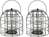 2x Vogel voedersilo/voederkooi voor mezenbollen metaal 18 cm  - Voor mussen/mezen kleine vogeltjes -Winter voeder huisjes