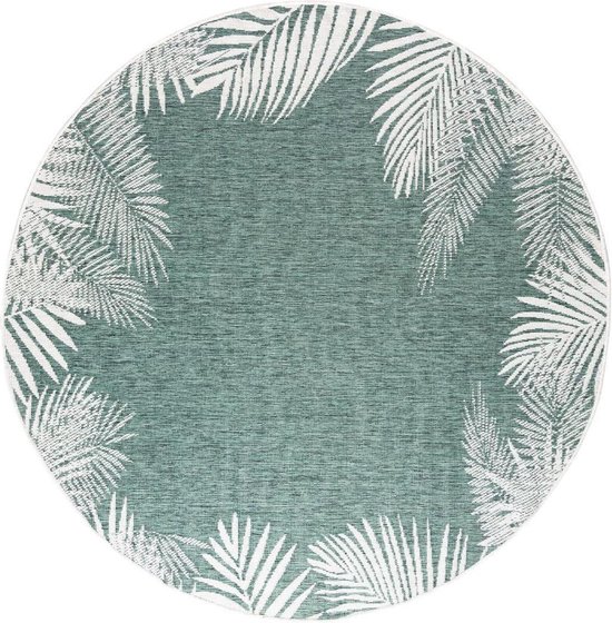 Tapis d'extérieur rond Feuille - Vert - double face - Intérieur EVA - Ø 200  - (L) 