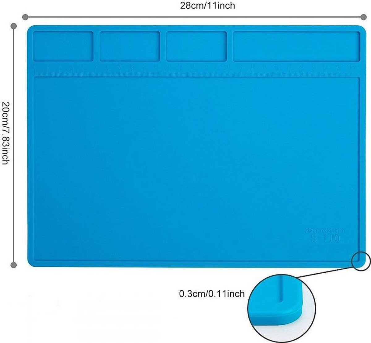McPower LM-11 Siliconen soldeermat - Hittebestendig - Antistatisch - Flexibel - 280x200mm