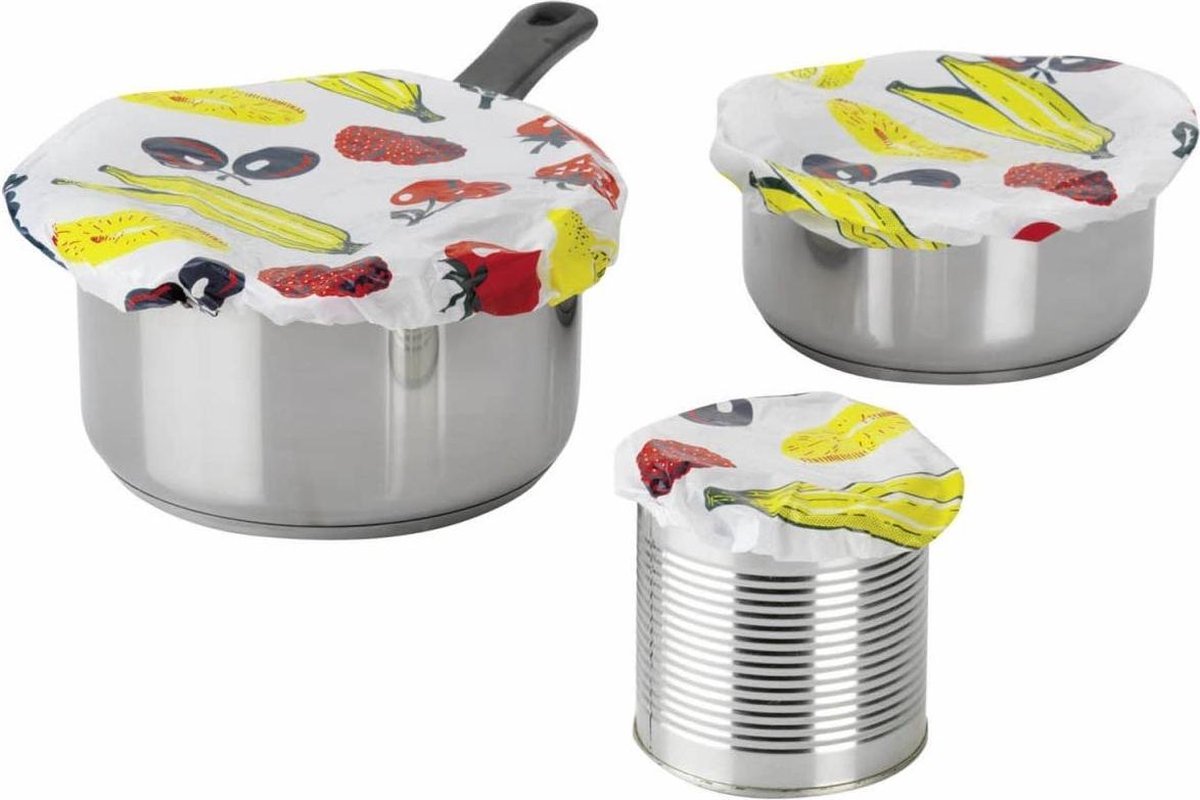 5 flexibele deksels / 5 Food Covers / vershoud hoesjes