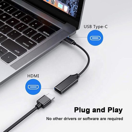 MaxVision's USB-C naar HDMI Adapter - Plug and play - Desktop en laptops -  Full HD -... | bol.com