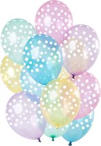 Ballons Dots Blauw- Wit 30 cm - 12 pièces