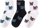 - Bundel - 3 paar - Vrolijke - Dames - Sokken - Vlinder - 36/39 -