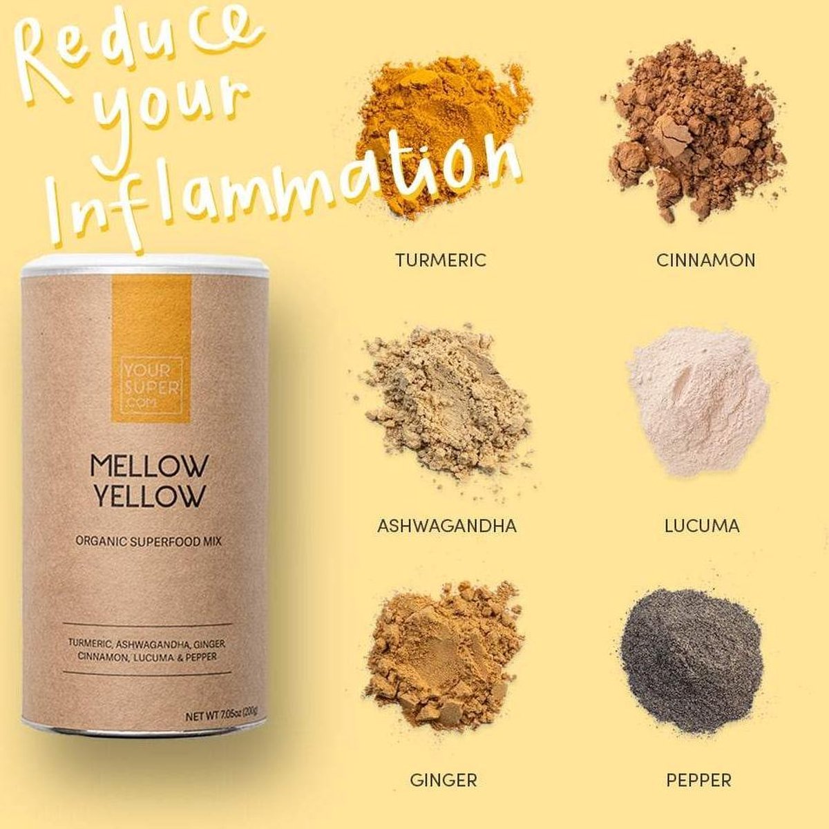 Your Super - GOLDEN MELLOW - Organic Superfood Mix - Plantaardig - Ontspanning - Goed bij Artrose