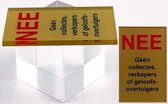 NEE Geen collectes, verkopers of geloofsovertuigers sticker bordje - Glas Acrylaat - Kleur messing - Promessa-Design.